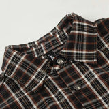 Plaid Studded Patchwork Oversized Button-Up
