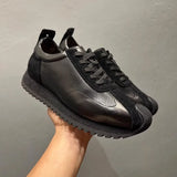 Leather Spliced Lace Up Sneakers