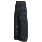 Layered Two-Piece Blue Denim Pants