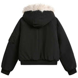 Black Faux Fur Bomber Jacket