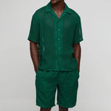 Knitted two-piece shirt and shorts