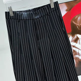 Pleated Striped Loose Crystal Flare Trousers