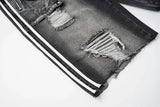 Ripped Denim Wide Leg Jeans Shorts