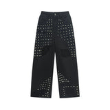 American Street Rivet Studded Ripped Jeans