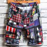 Denim Patchwork Printed Jean Shorts