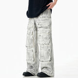 Dirty Wash Wide Leg Baggy Cargo Pants