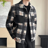 Monochrome Plaid Pocket Coat