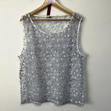 Heavy Embroidery Sheer Mesh Loose Tank Top