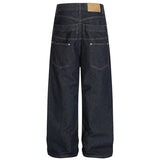 Layered Two-Piece Blue Denim Pants