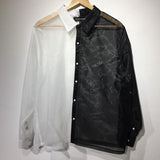 Monochrome Mirage Sheer Button-Up