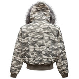 Camouflage Fur Collar Hooded Bomber Jacket