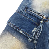 Deconstructed Splatter-paint Denim Trousers