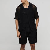 Knitted two-piece shirt and shorts