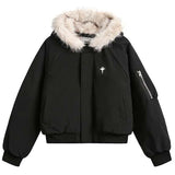 Black Faux Fur Bomber Jacket