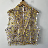 Floral Embroidered Mesh Blazer Vest