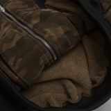 Camouflage Fur Collar Hooded Bomber Jacket