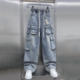 Multi-pocket Drawstring Cargo Jeans