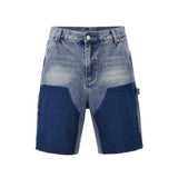 Patchwork Washed Denim Shorts