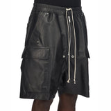 Urban Edge Black Leather Cargo Shorts