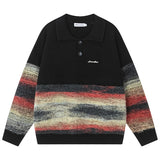 Retro Wave Knit Polo Sweater