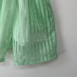 Stripe Breathable Organza Loose Shorts