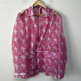 Pink Heart Print Organza See-Through Blazer