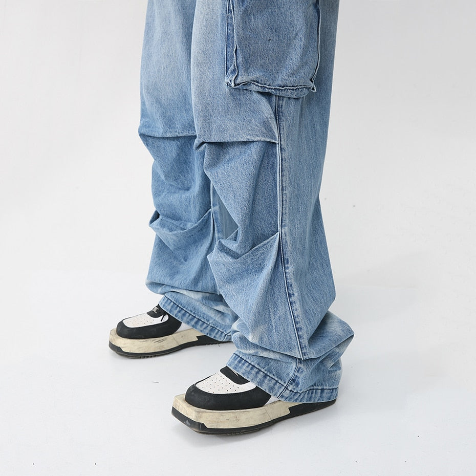 Oversized Loose Block-Cut Denim Jeans