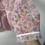 Peach Blossom Floral Sheer Mesh Casual Blazer