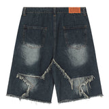 Loose Patchwork Tassel Jean Shorts