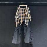Loose Patchwork Plaid Pants