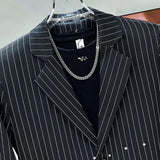 Midnight Pinstripe Studded Blazer