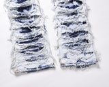 Undercut Ruffle Destroyed Denim Jeans