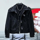 Sequin Collar Zipper Jacket