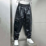 PU Leather Fleece Pocket Pants