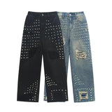 American Street Rivet Studded Ripped Jeans