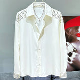 Studded Shoulder Luxe Dress Shirt