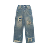 American Street Rivet Studded Ripped Jeans