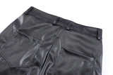 Pleated PU Leather Pants