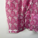 Pink Heart Print Organza See-Through Blazer