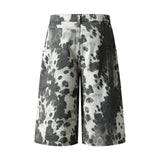 Construction Splatter Denim Shorts