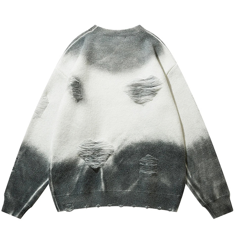 Grunge Gradient Distressed Sweater