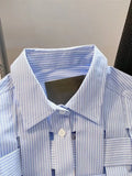 Weaved Blue Striped Button Up
