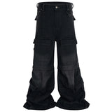 Vintage Washed Wide Leg Cargo Jeans
