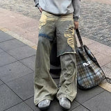 Distressed Dual-Layer Denim Jeans
