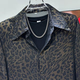 Meshed Leopard Print Button-Up