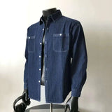Denim Collar Striped Shirt