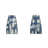 Deconstructed Splatter-paint Denim Trousers