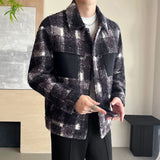 Monochrome Plaid Pocket Coat