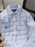 Weaved Blue Striped Button Up