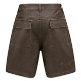 Brown Faux Leather Utility Shorts
